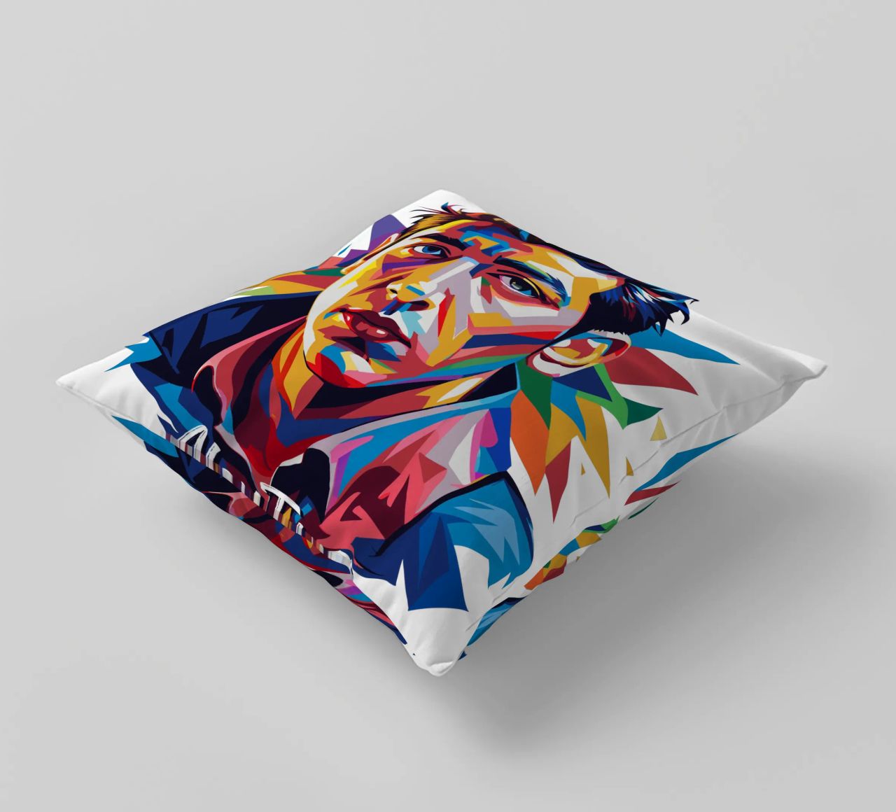 Alex Turner Portrait in WPAP Pop Art cuscino da vectorartnesia