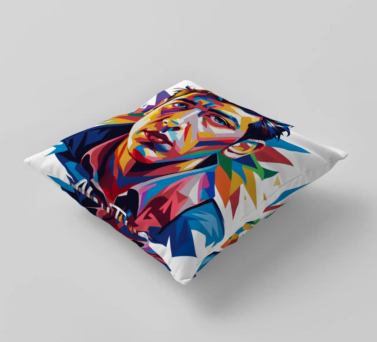 Alex Turner Portrait in WPAP Pop Art cuscino da vectorartnesia