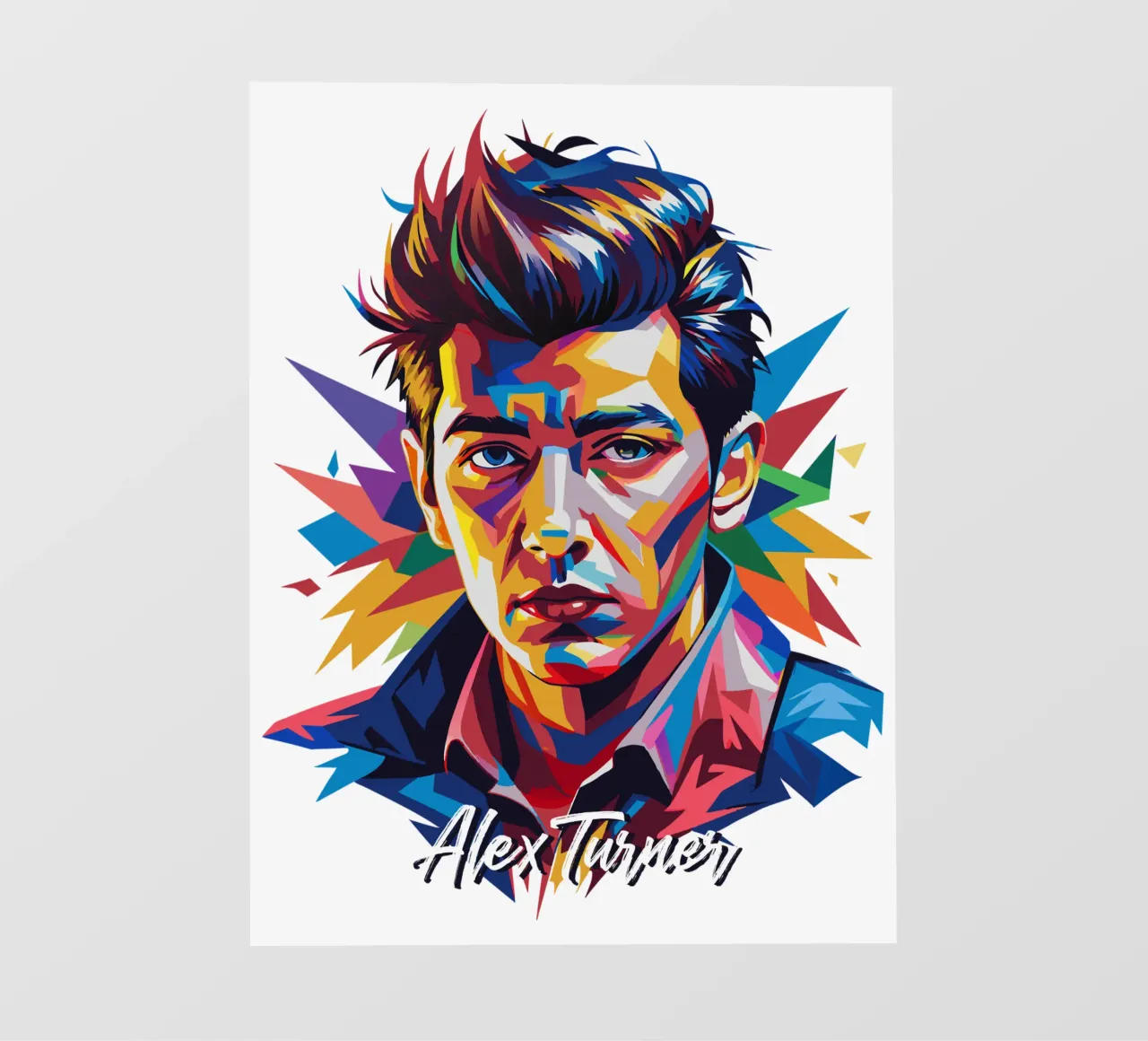 Alex Turner Portrait in WPAP Pop Art backlit film by vectorartnesia