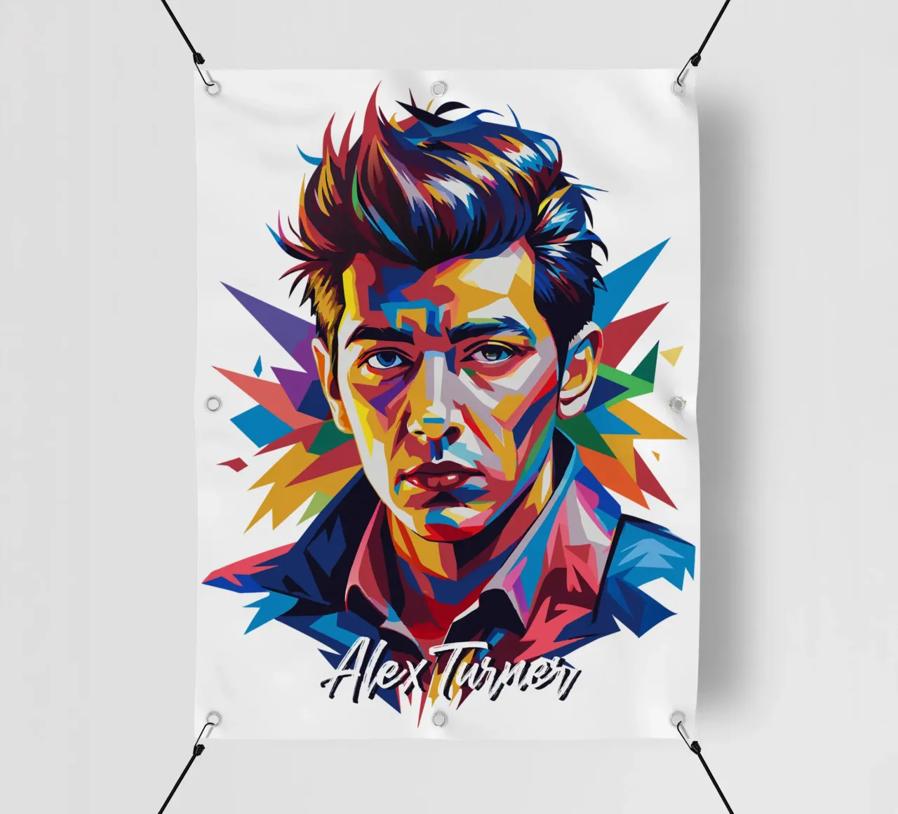 Alex Turner Portrait in WPAP Pop Art pvc cover by vectorartnesia
