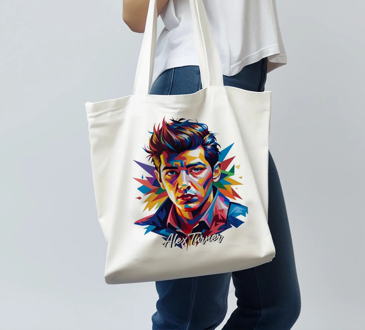 Alex Turner Portrait in WPAP Pop Art borsa in juta da vectorartnesia
