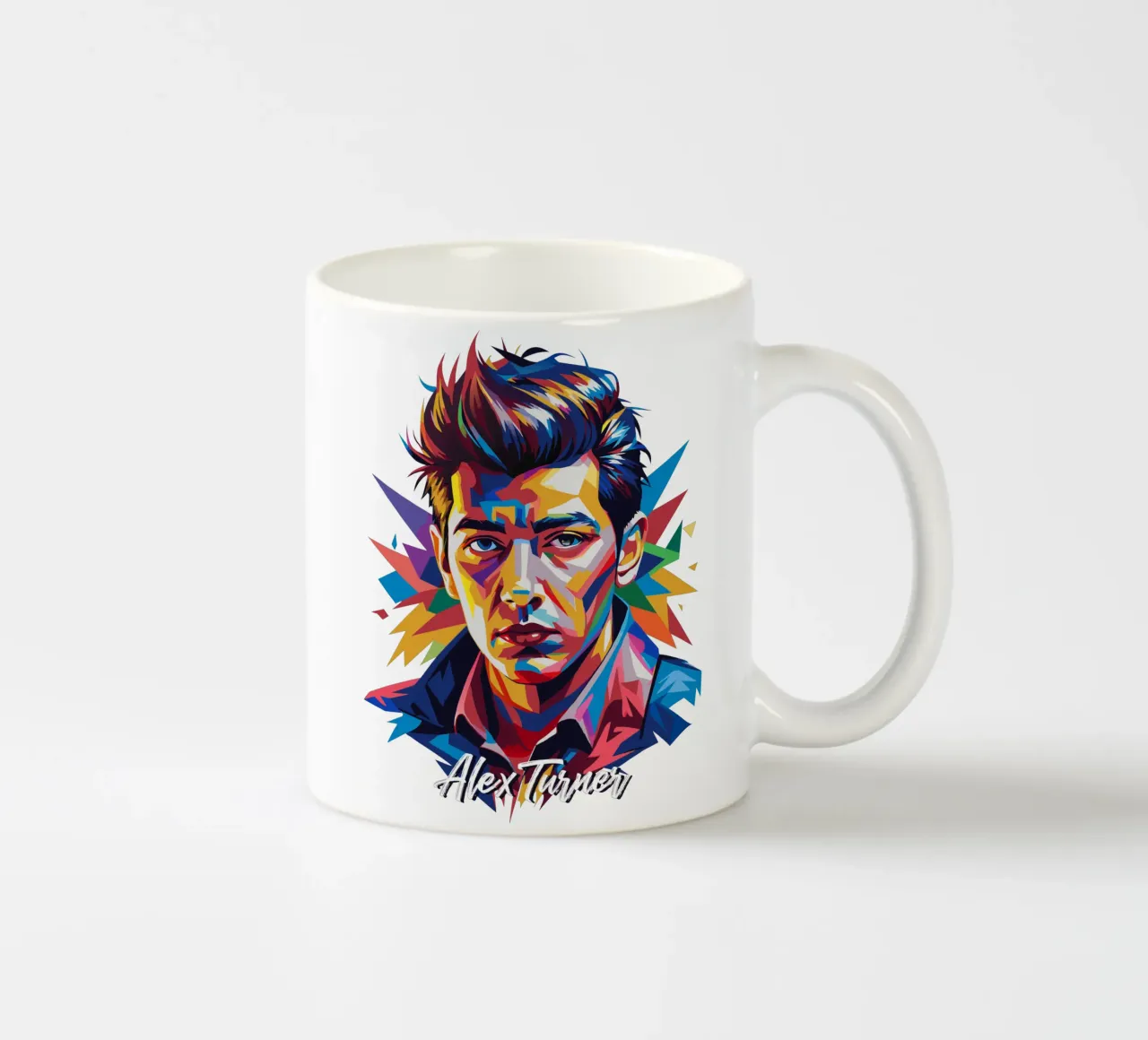 Alex Turner Portrait in WPAP Pop Art taza de cerámica de vectorartnesia