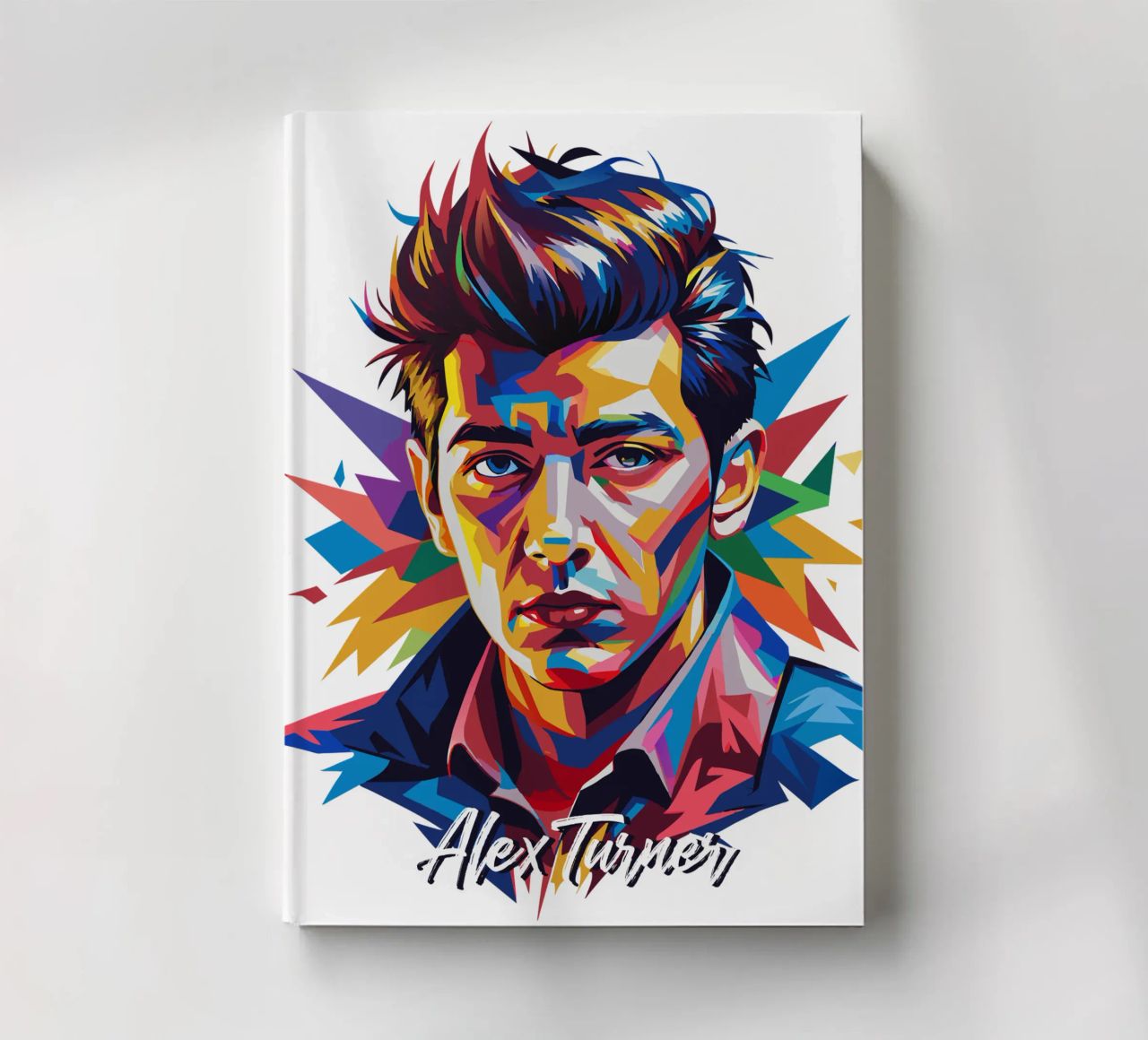 Alex Turner Portrait in WPAP Pop Art notebook by vectorartnesia