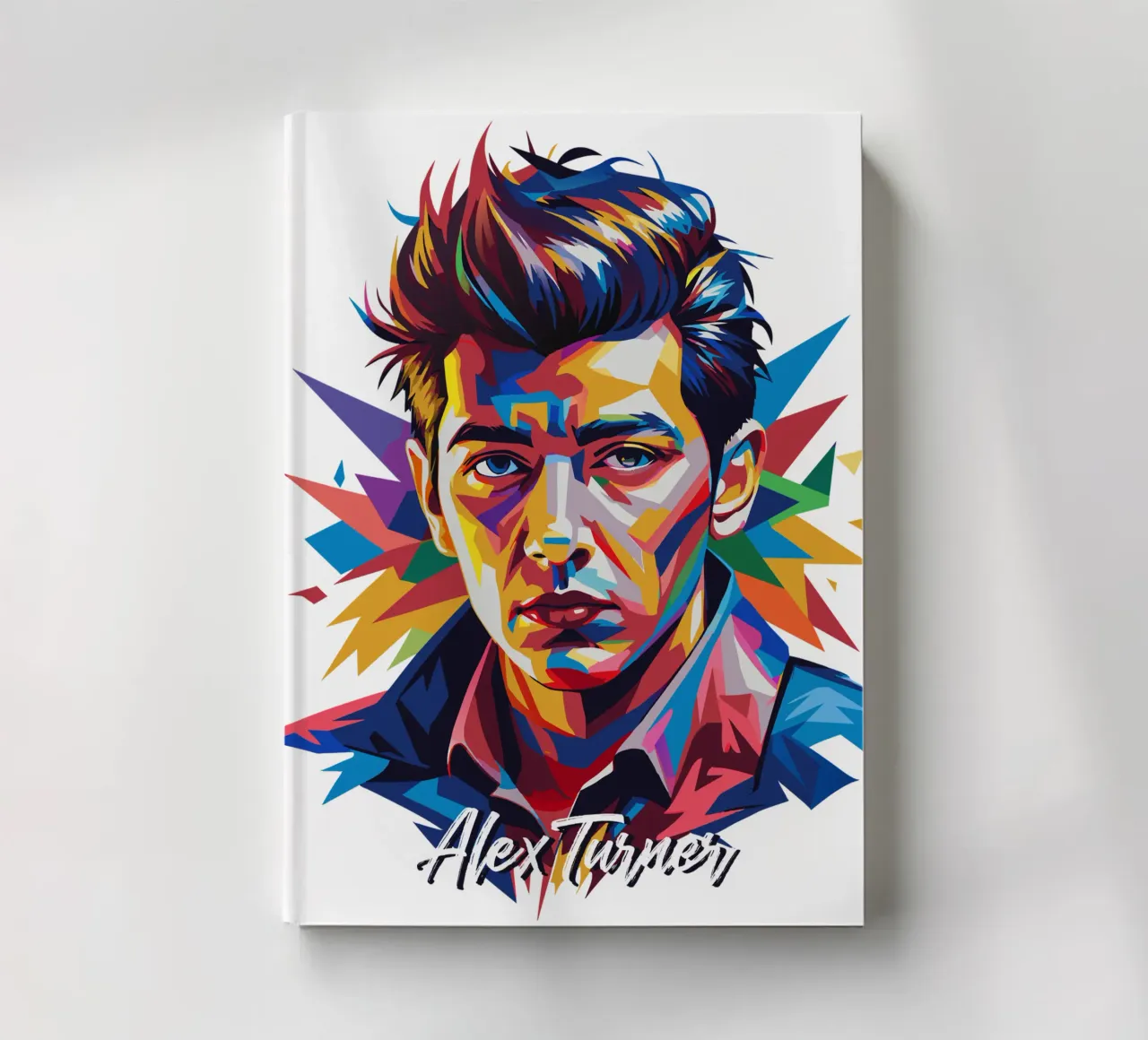 Alex Turner Portrait in WPAP Pop Art Notizbuch von vectorartnesia