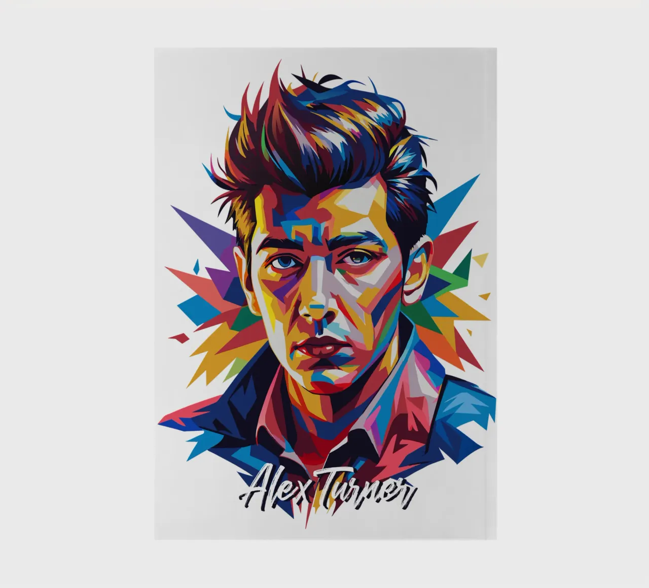 Alex Turner Portrait in WPAP Pop Art notebook by vectorartnesia