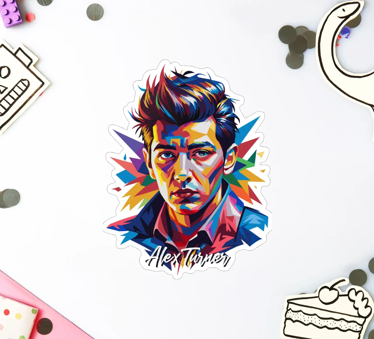 Alex Turner Portrait in WPAP Pop Art adesivo da vectorartnesia