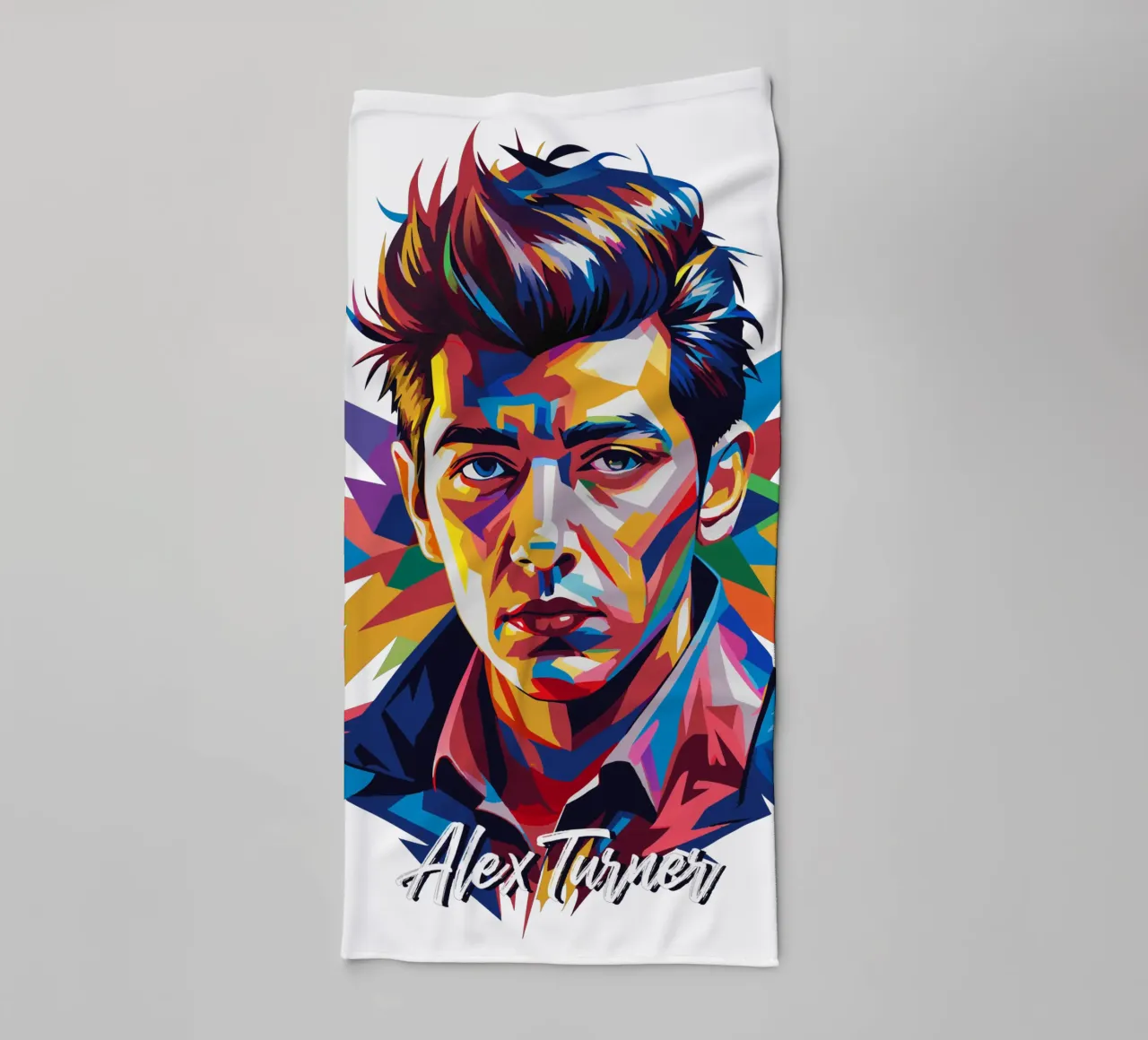 Alex Turner Portrait in WPAP Pop Art asciugamano da bagno da vectorartnesia