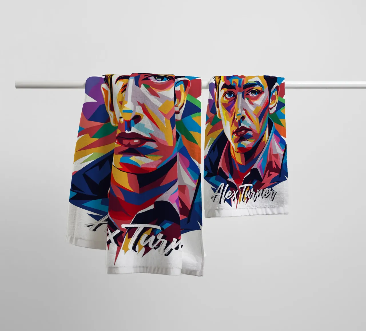 Alex Turner Portrait in WPAP Pop Art asciugamano da bagno da vectorartnesia