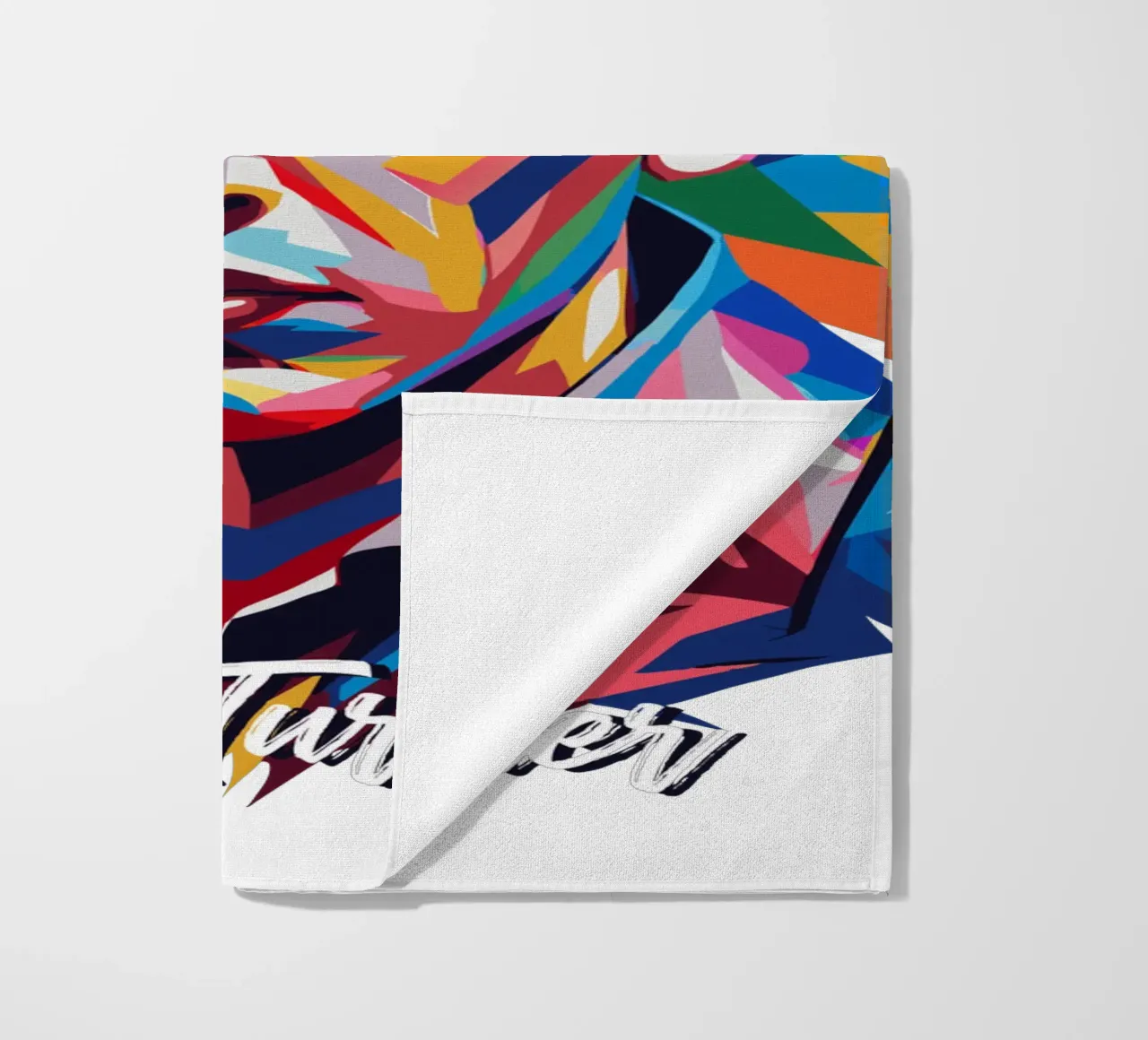 Alex Turner Portrait in WPAP Pop Art strandhanddoek van vectorartnesia