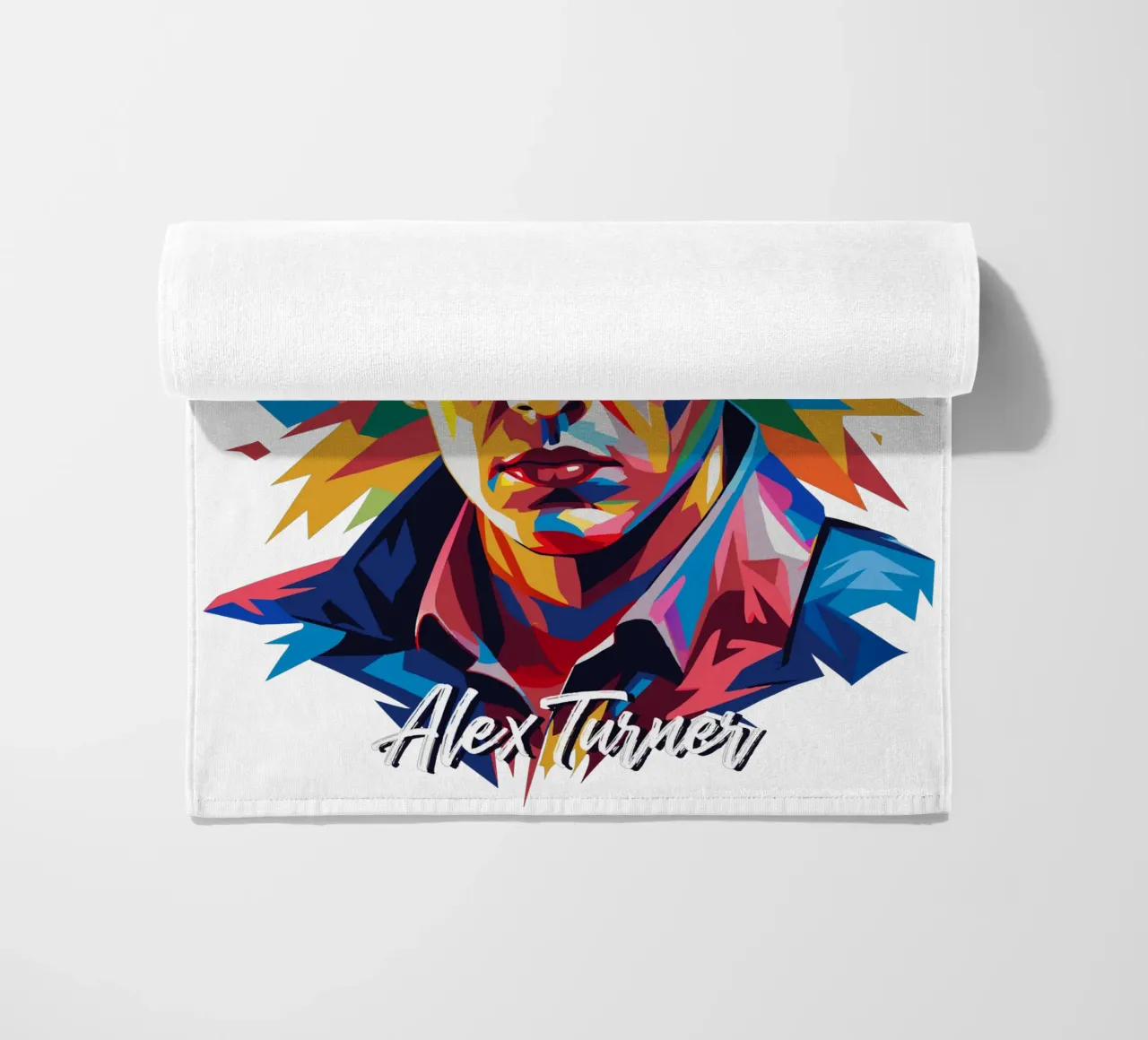 Alex Turner Portrait in WPAP Pop Art strandhanddoek van vectorartnesia