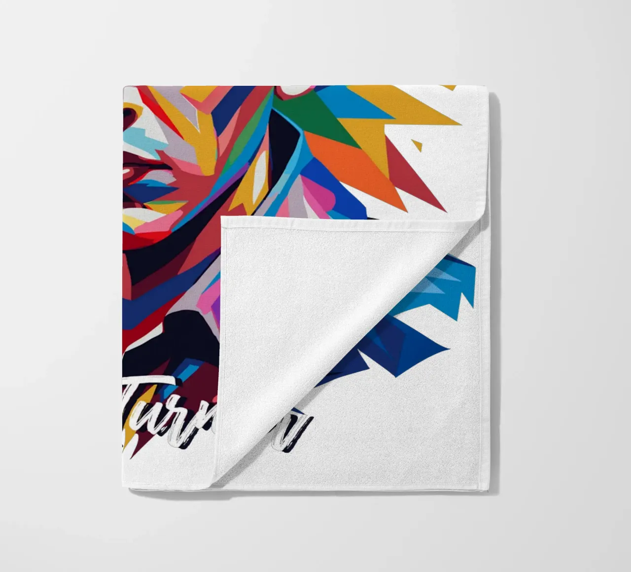 Alex Turner Portrait in WPAP Pop Art strandhanddoek van vectorartnesia