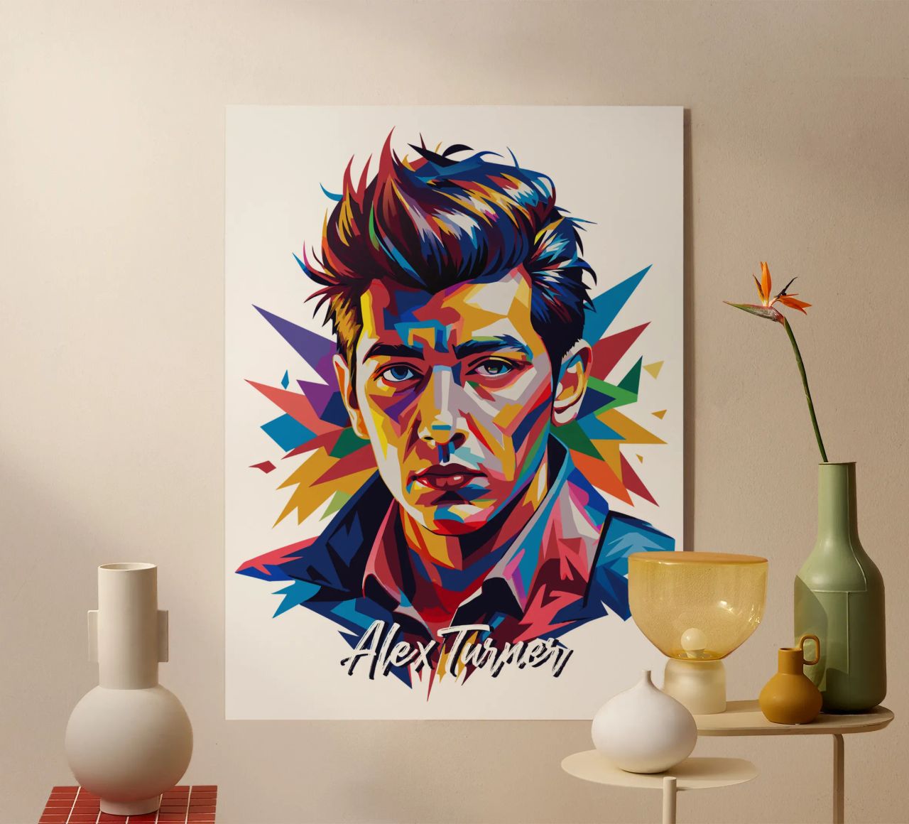 Alex Turner Portrait in WPAP Pop Art plexiglass da vectorartnesia