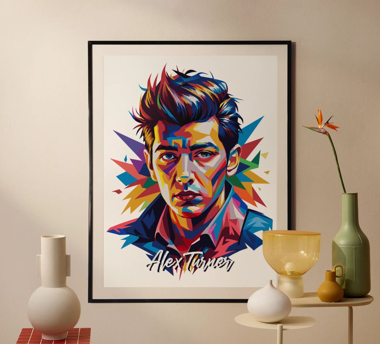 Alex Turner Portrait in WPAP Pop Art carta hahnemühle da vectorartnesia
