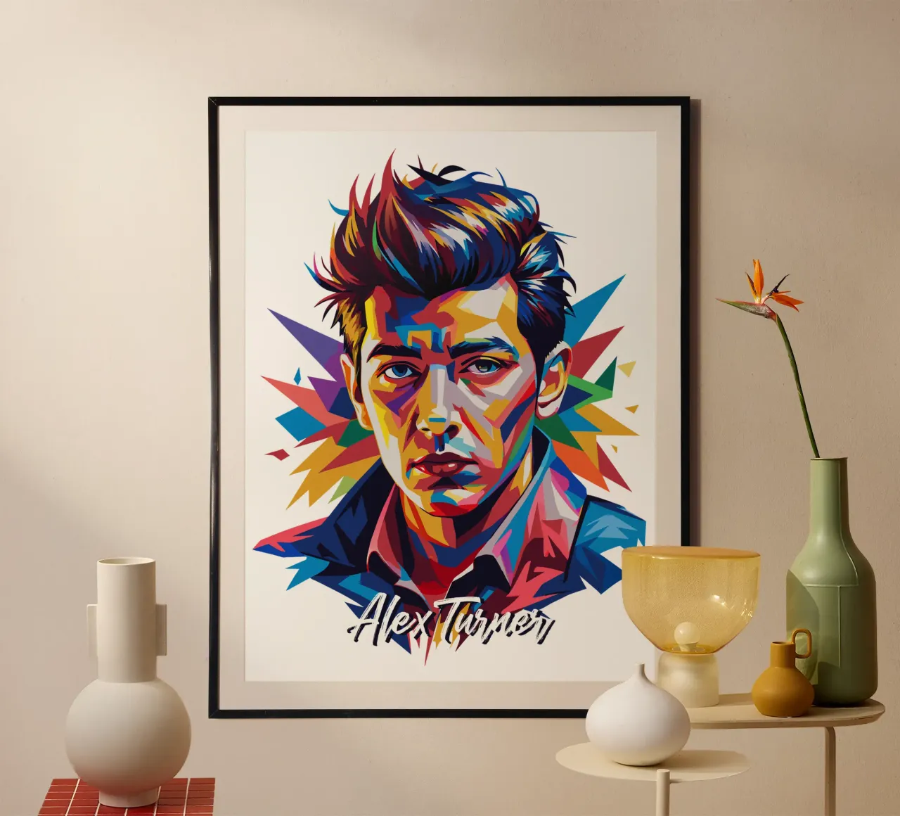 Alex Turner Portrait in WPAP Pop Art hahnemühle de vectorartnesia