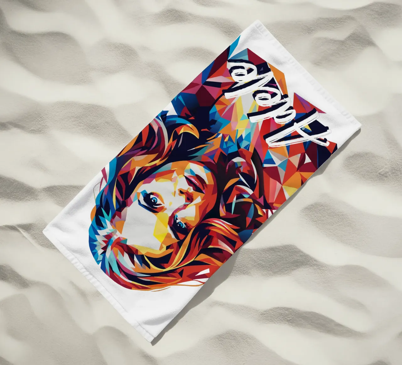 Ritratto di Adele Wpap Pop Art telo mare da vectorartnesia