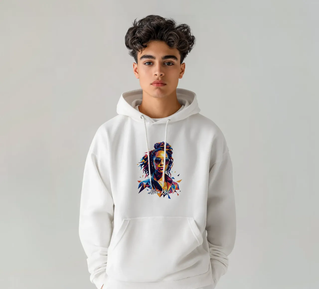 Alicia Keys Portrait in WPAP Pop Art felpa con cappuccio da vectorartnesia