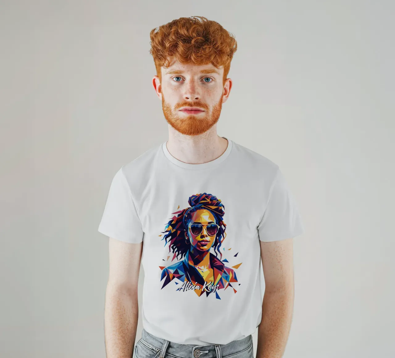 Alicia Keys Portrait in WPAP Pop Art t-shirt da vectorartnesia