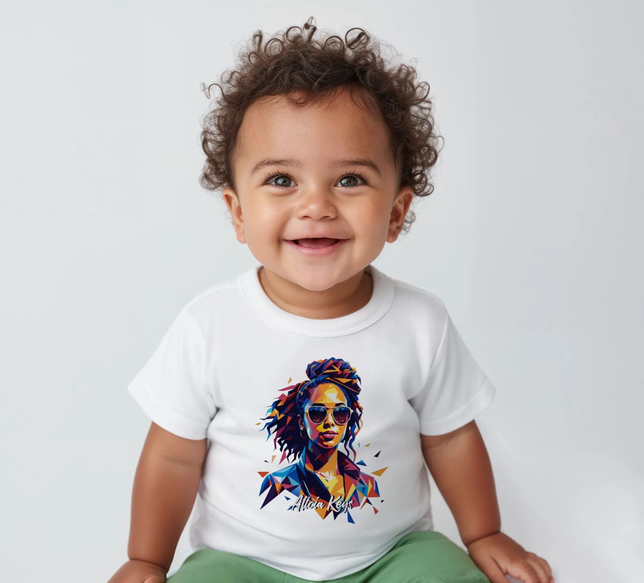 Alicia Keys Portrait in WPAP Pop Art maglietta neonato da vectorartnesia