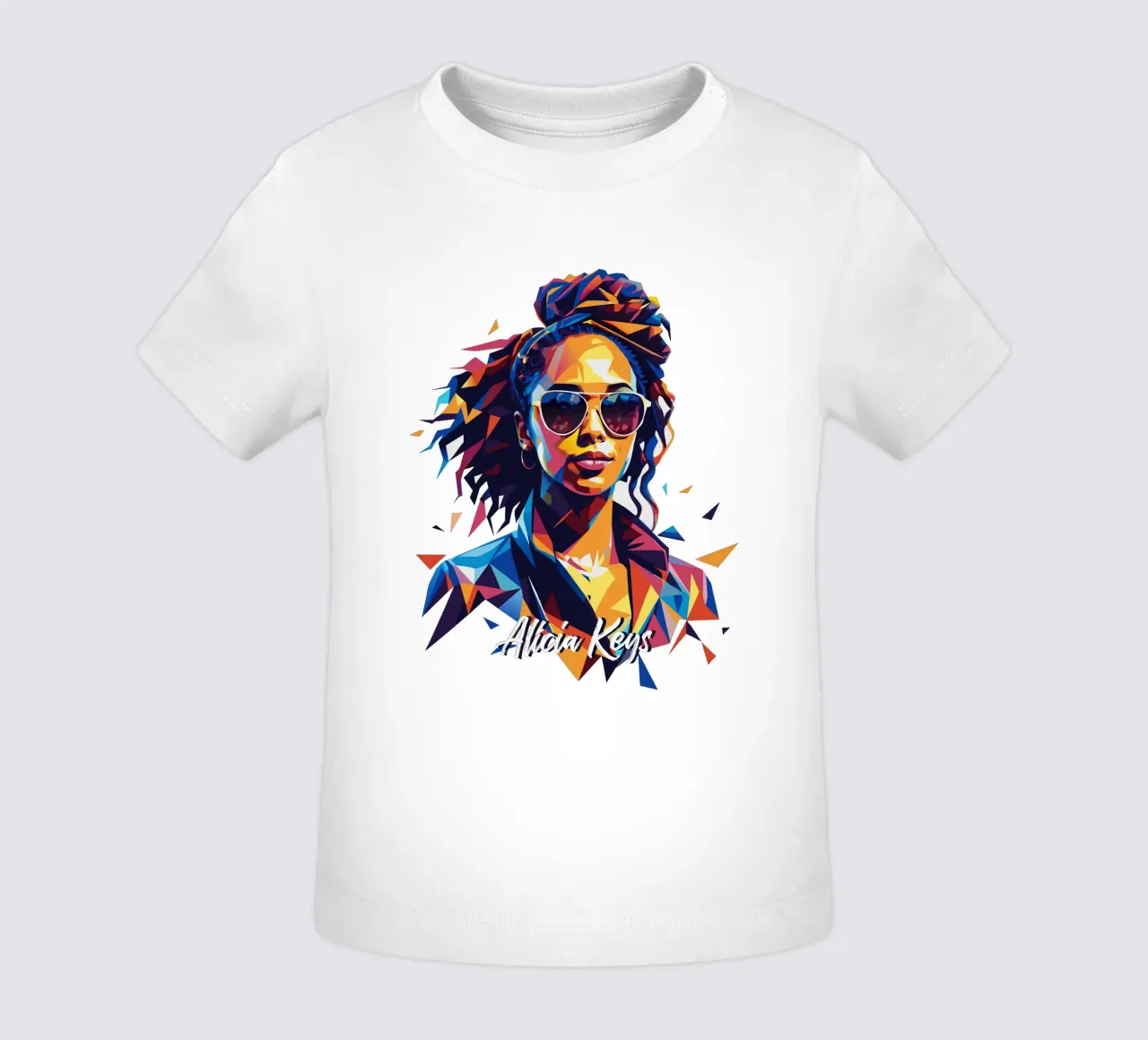 Alicia Keys Portrait in WPAP Pop Art baby t-shirt by vectorartnesia