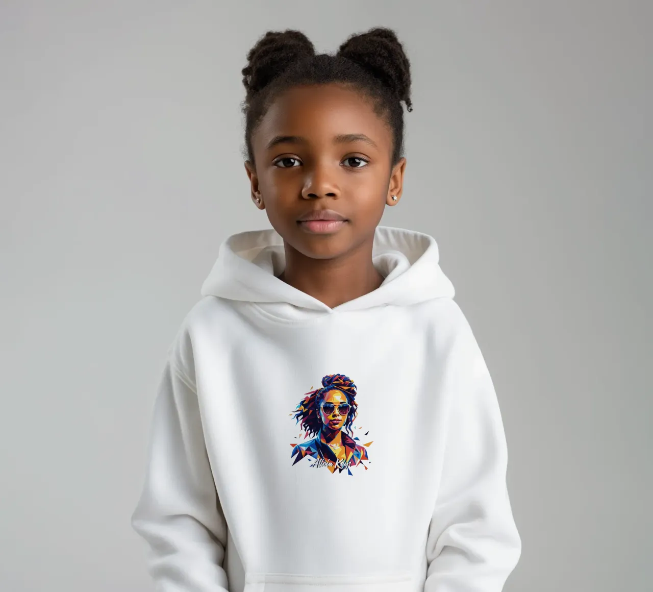 Alicia Keys Portrait in WPAP Pop Art felpa bambino con cappuccio da vectorartnesia