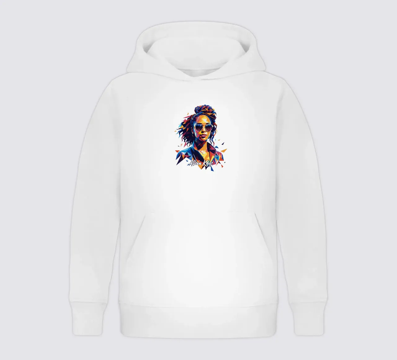 Alicia Keys Portrait in WPAP Pop Art felpa bambino con cappuccio da vectorartnesia