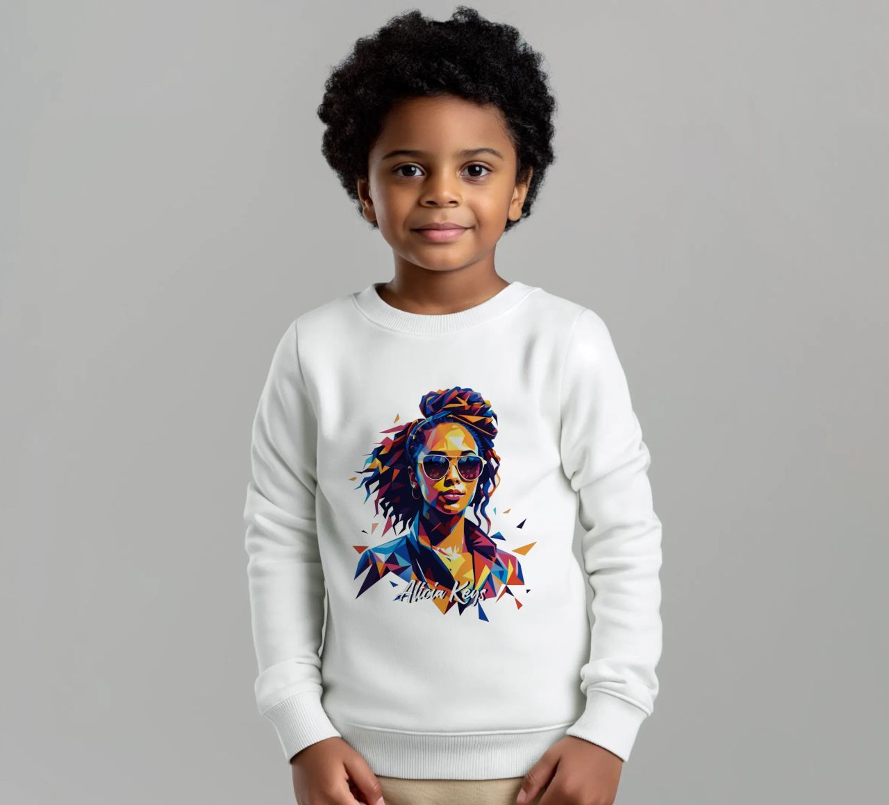 Alicia Keys Portrait in WPAP Pop Art felpa bambino da vectorartnesia