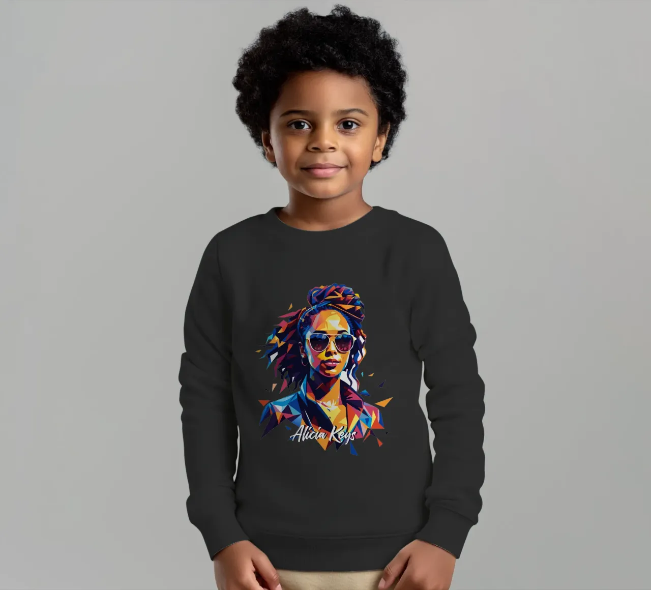 Alicia Keys Portrait in WPAP Pop Art felpa bambino da vectorartnesia