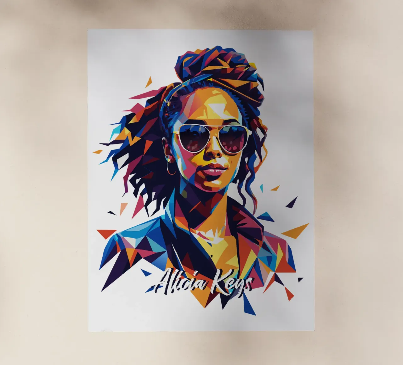 Alicia Keys Portrait in WPAP Pop Art backlit folie van vectorartnesia