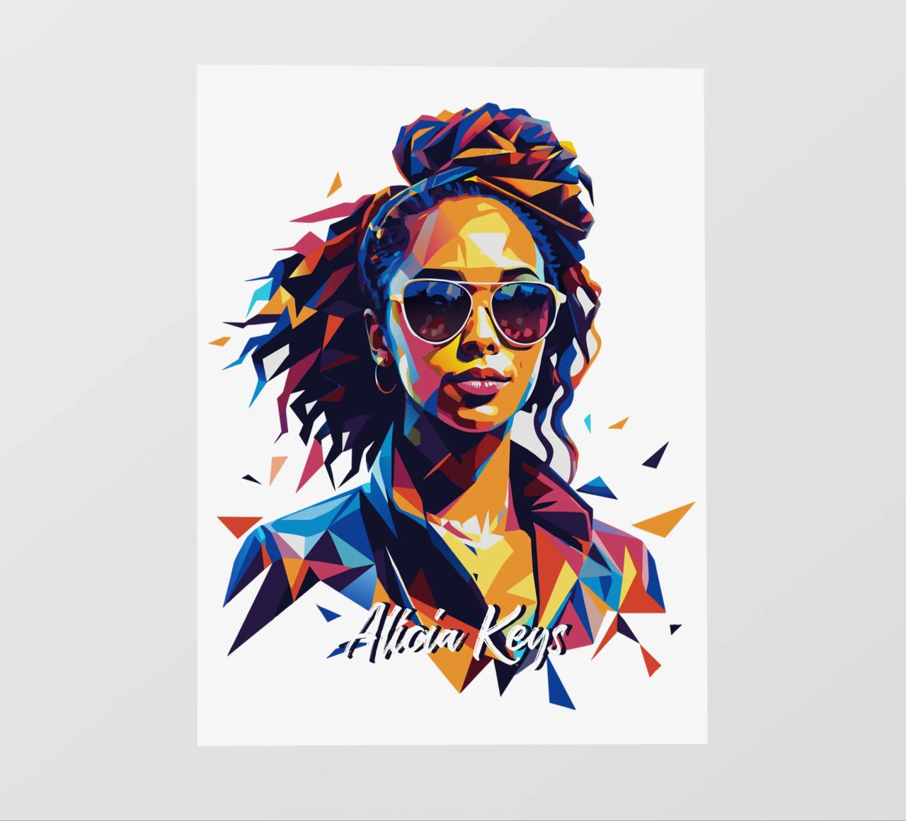 Alicia Keys Portrait in WPAP Pop Art pellicola backlit da vectorartnesia