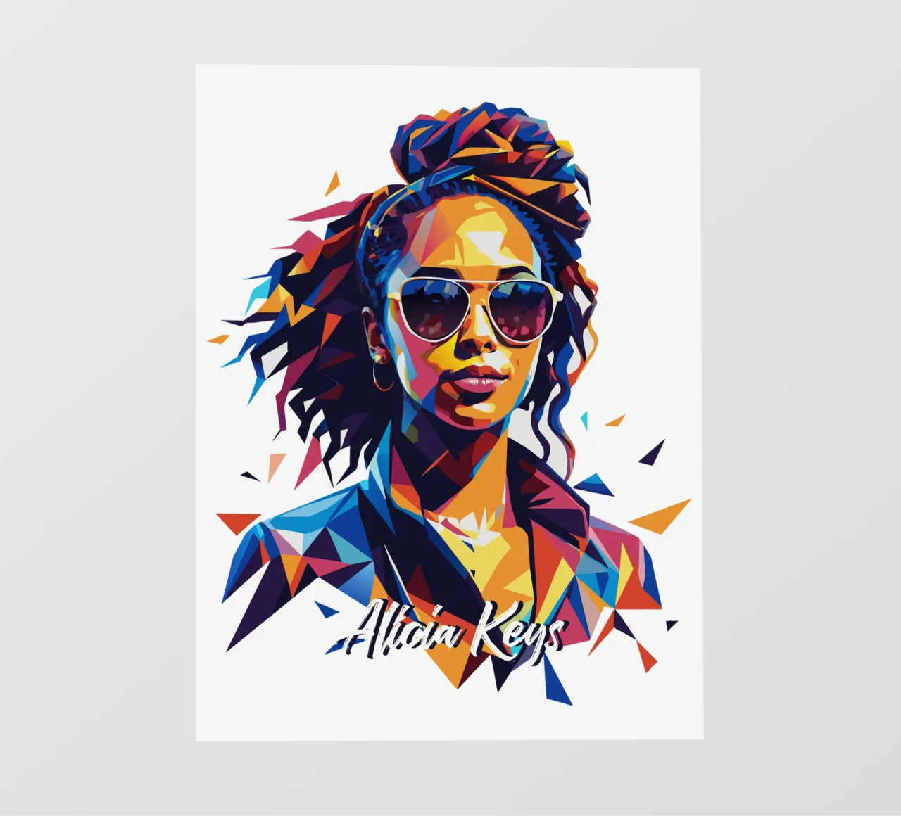 Alicia Keys Portrait in WPAP Pop Art telo in pvc da vectorartnesia