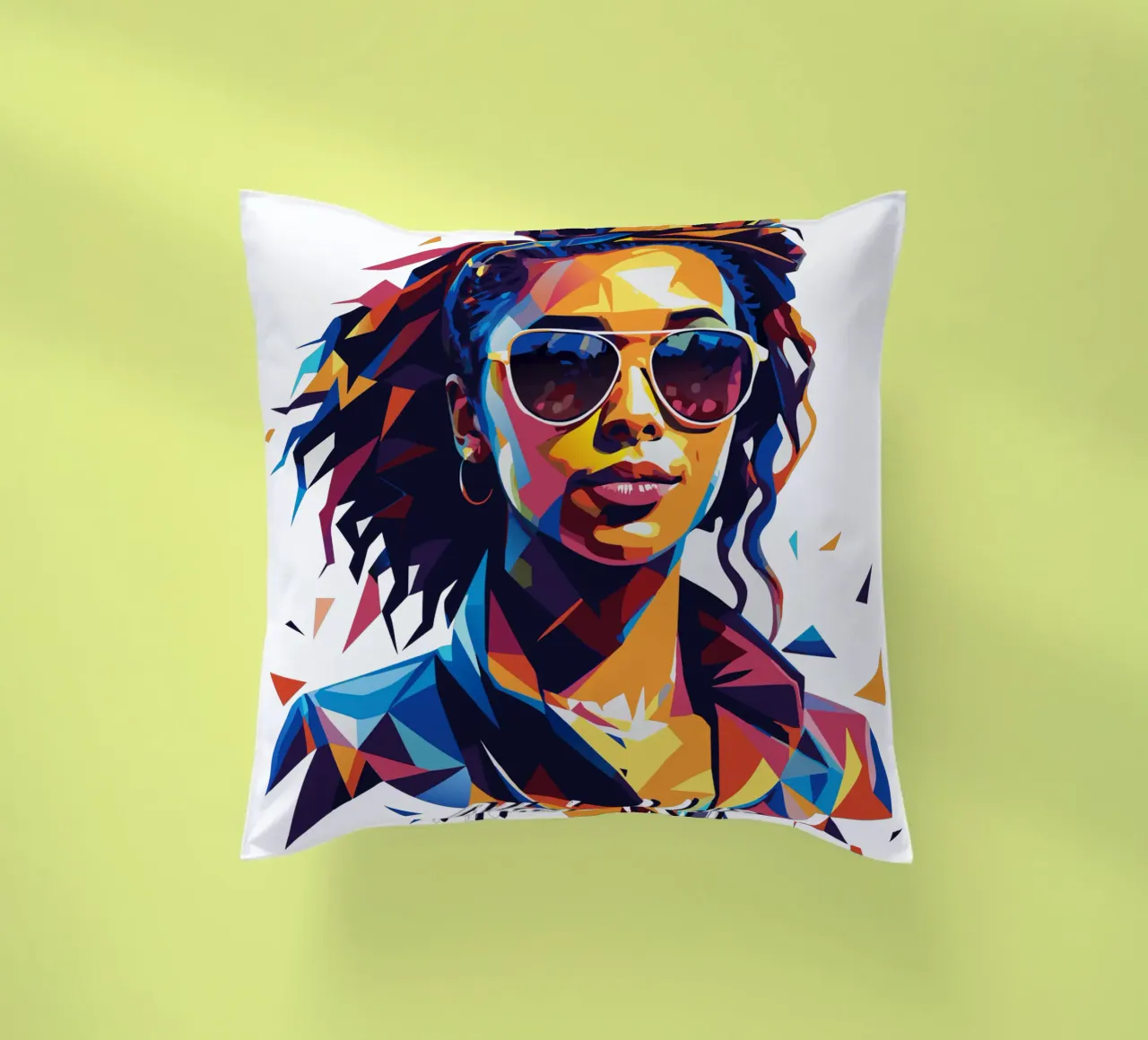 Alicia Keys Portrait in WPAP Pop Art Kissen von vectorartnesia