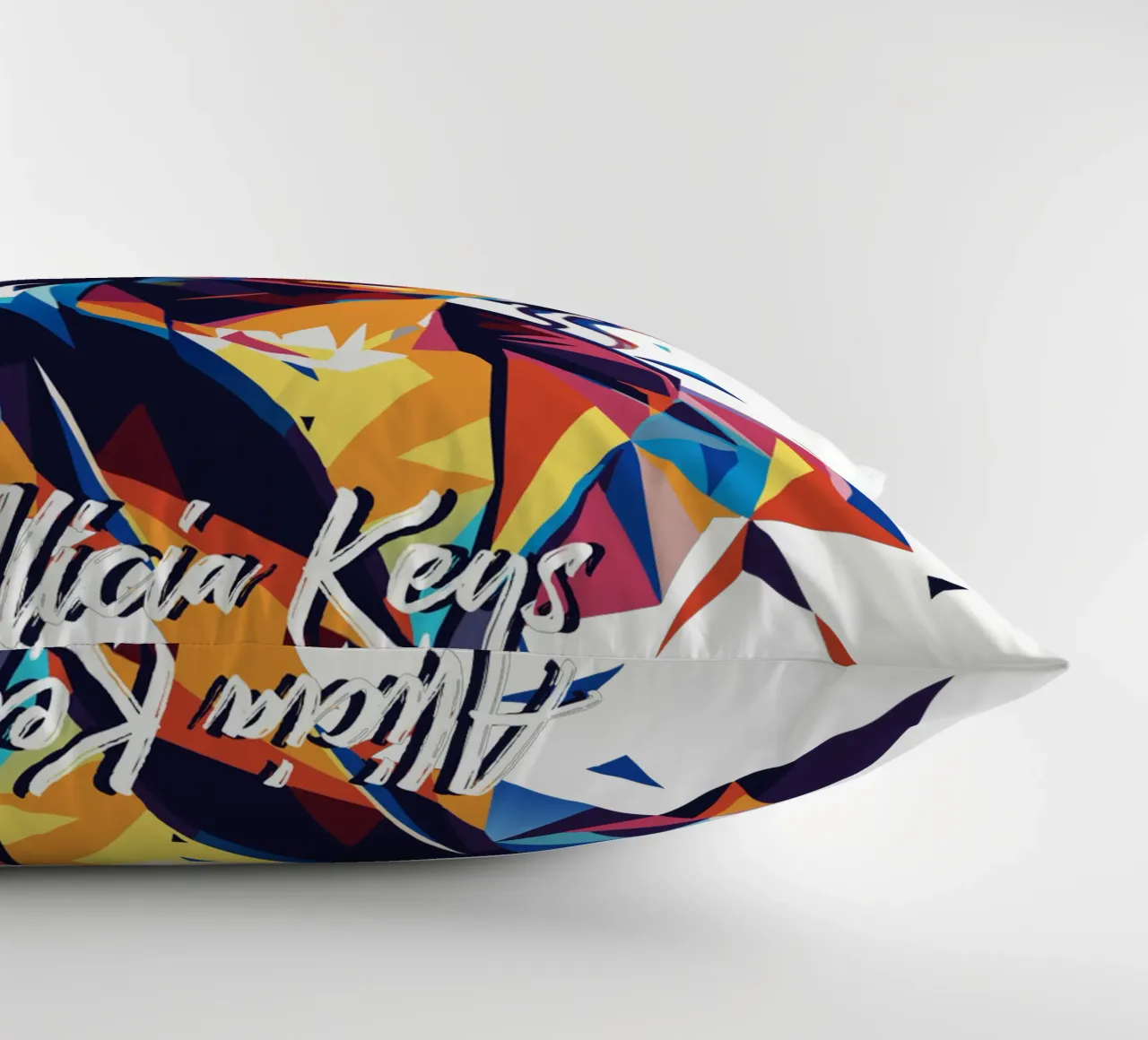 Alicia Keys Portrait in WPAP Pop Art cuscino da vectorartnesia