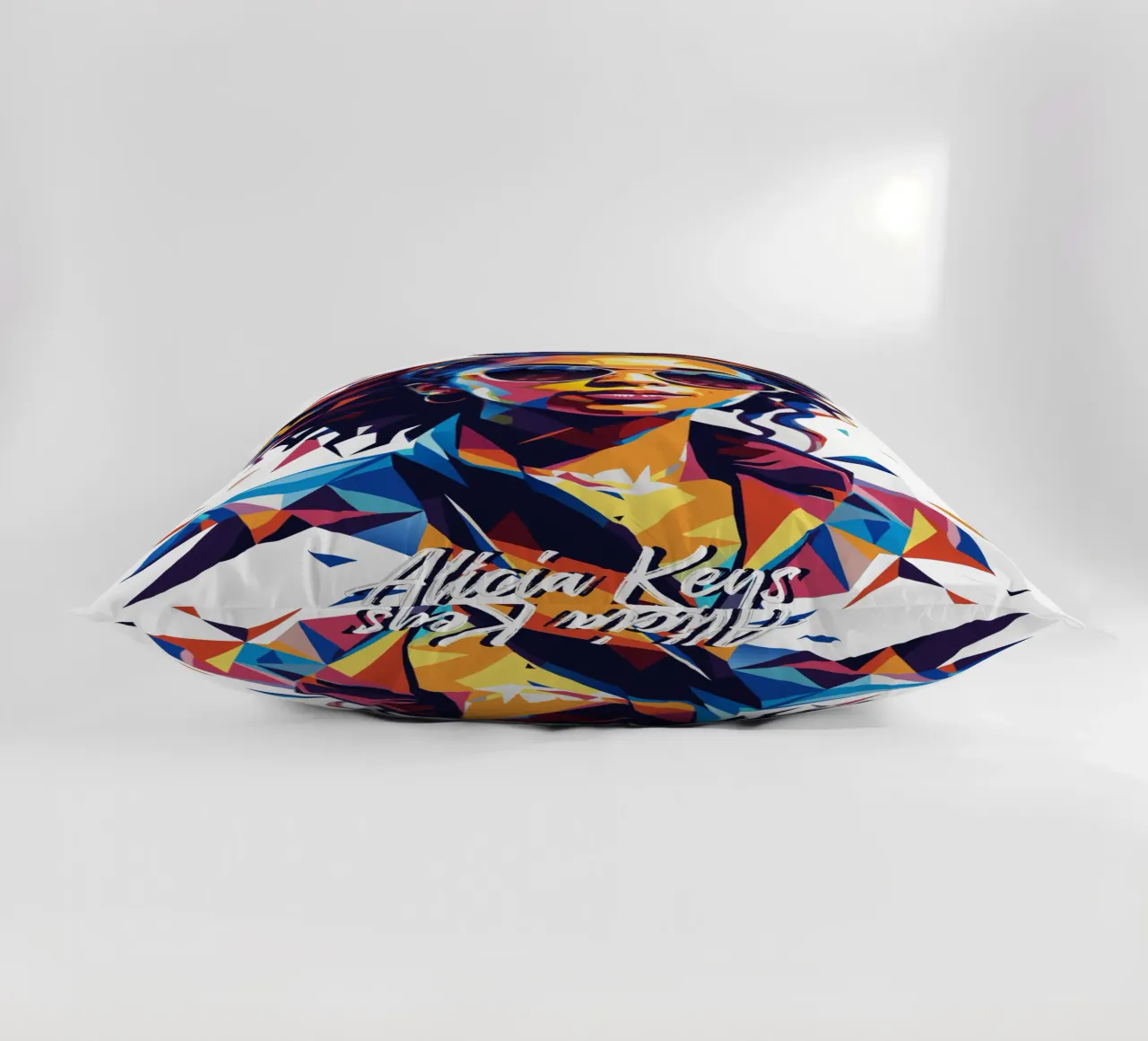 Alicia Keys Portrait in WPAP Pop Art cuscino da vectorartnesia