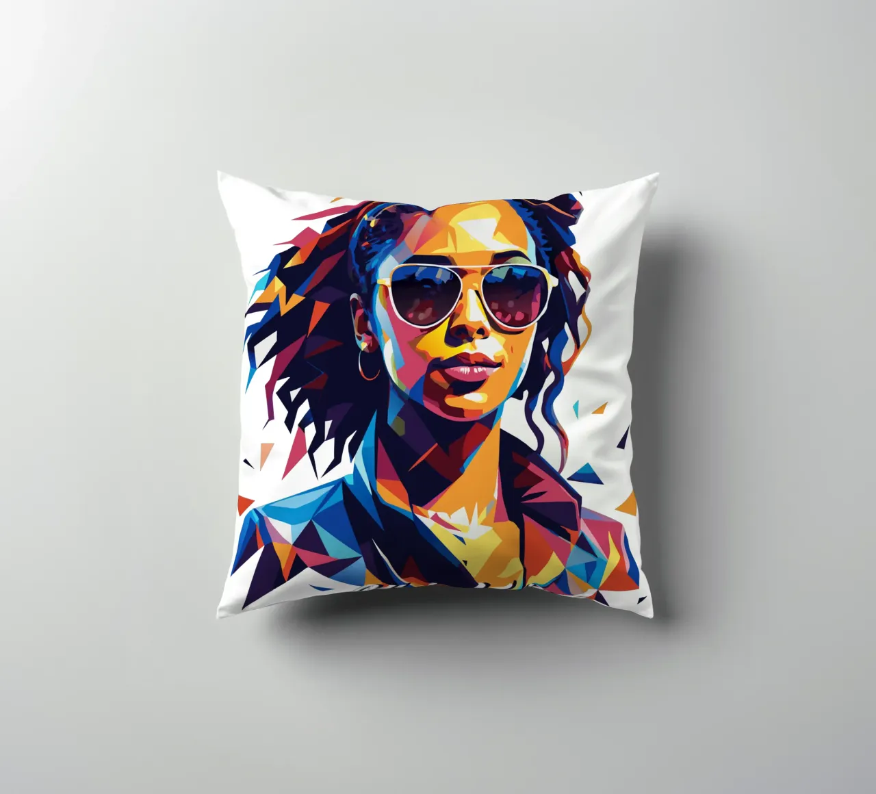 Alicia Keys Portrait in WPAP Pop Art Kissen von vectorartnesia