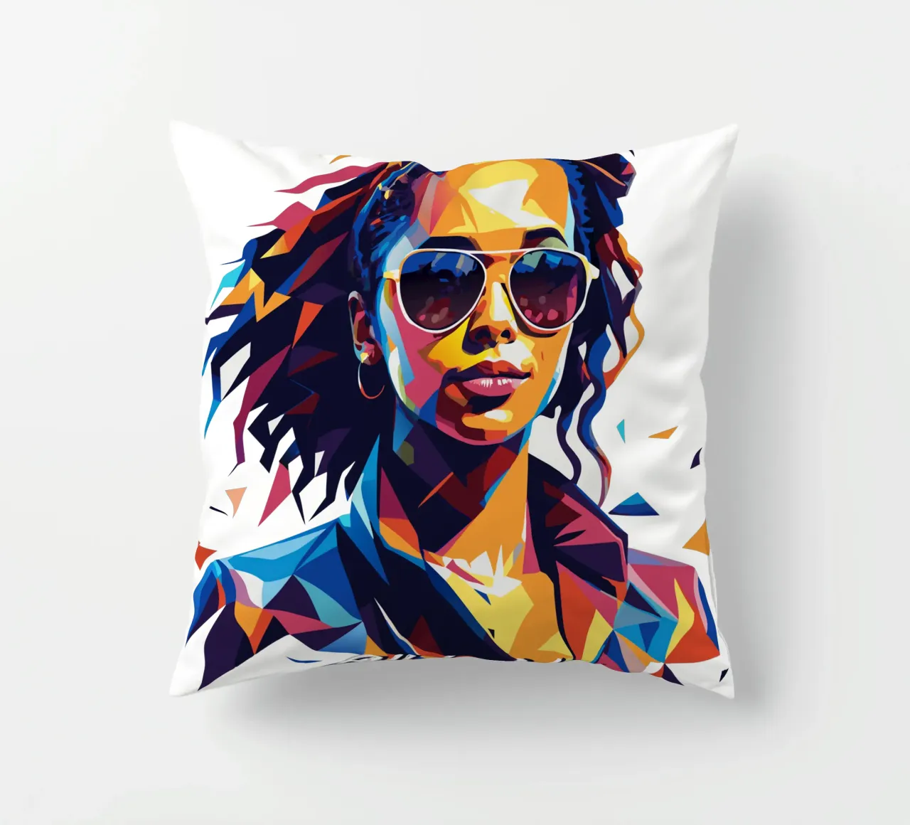 Alicia Keys Portrait in WPAP Pop Art Kissen von vectorartnesia
