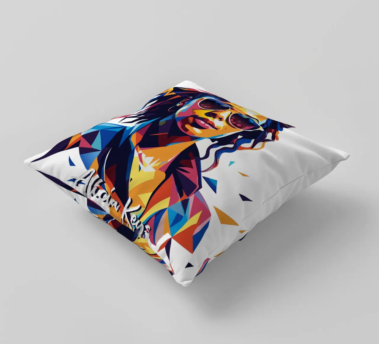 Alicia Keys Portrait in WPAP Pop Art cuscino da vectorartnesia