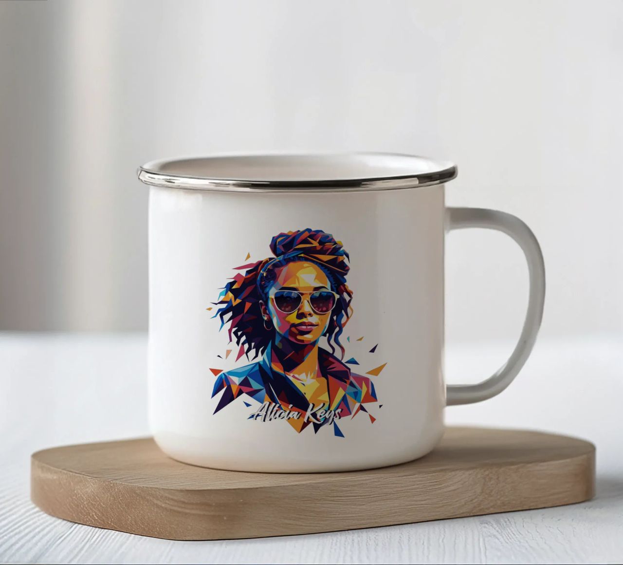 Alicia Keys Portrait in WPAP Pop Art tazza in smalto da vectorartnesia