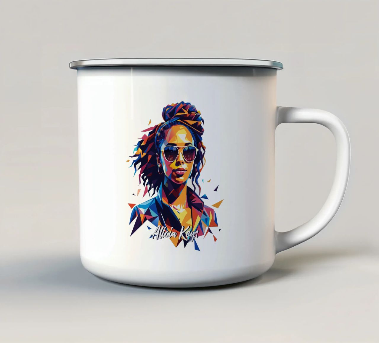 Alicia Keys Portrait in WPAP Pop Art tazza in smalto da vectorartnesia
