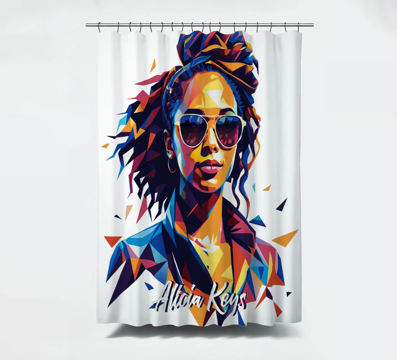 Alicia Keys Portrait in WPAP Pop Art tenda da doccia da vectorartnesia