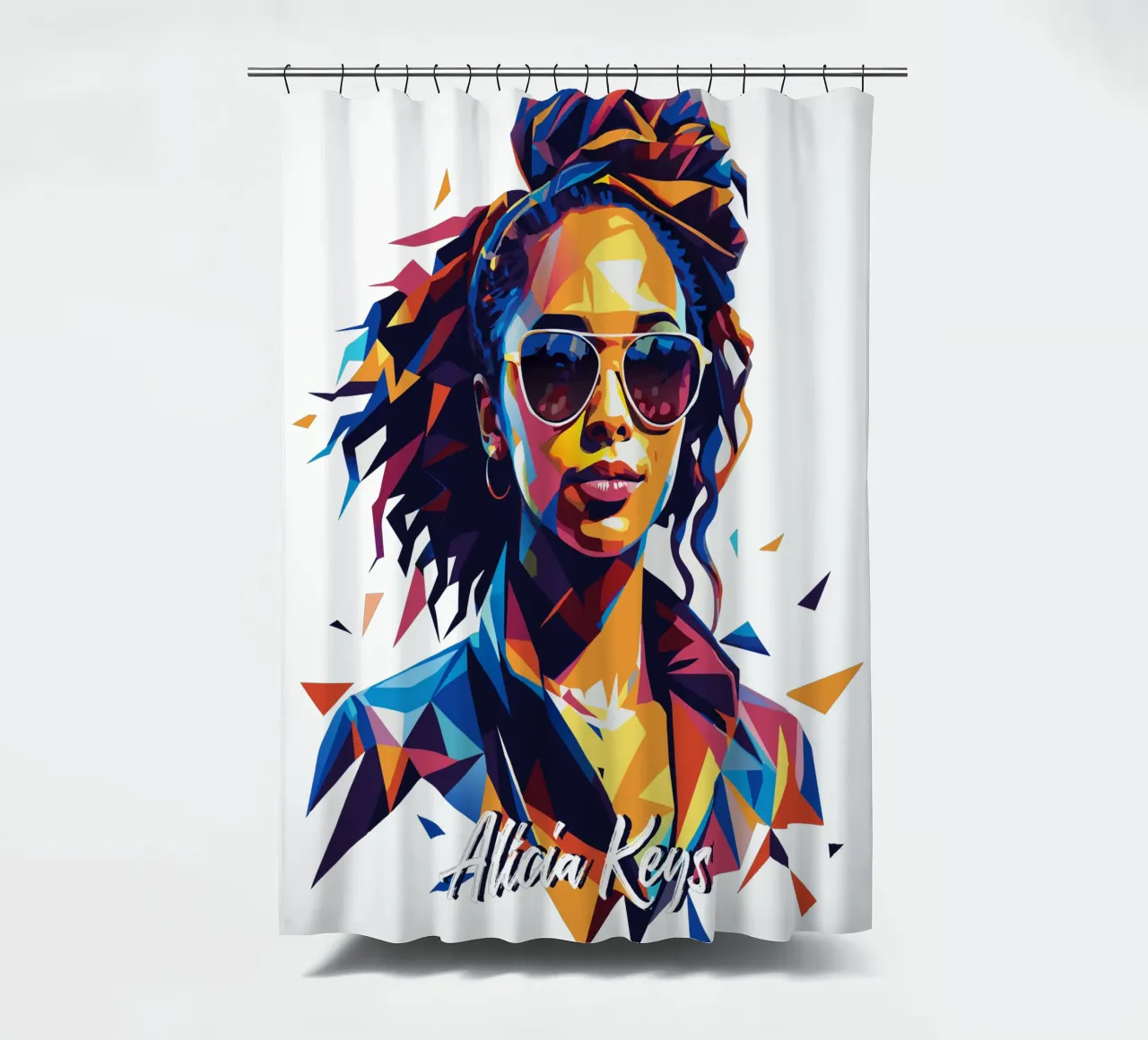 Alicia Keys Portrait in WPAP Pop Art tenda da doccia da vectorartnesia