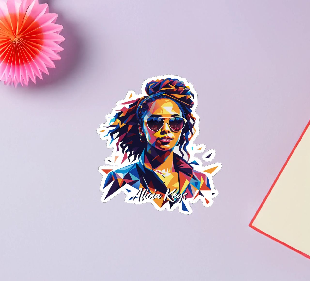 Alicia Keys Portrait in WPAP Pop Art adesivo da vectorartnesia