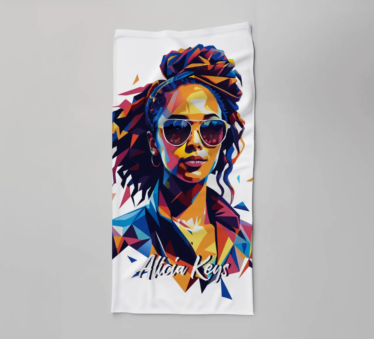 Alicia Keys Portrait in WPAP Pop Art asciugamano da bagno da vectorartnesia