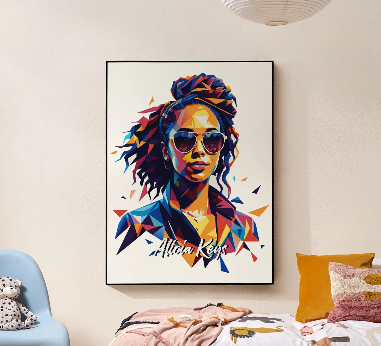 Alicia Keys Portrait in WPAP Pop Art plexiglass da vectorartnesia