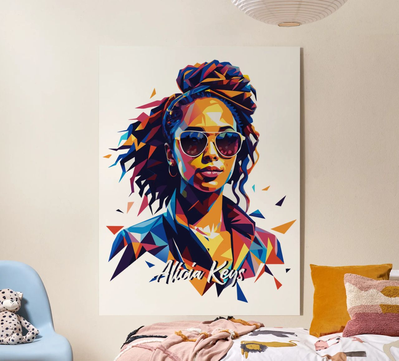 Alicia Keys Portrait in WPAP Pop Art plexiglass da vectorartnesia