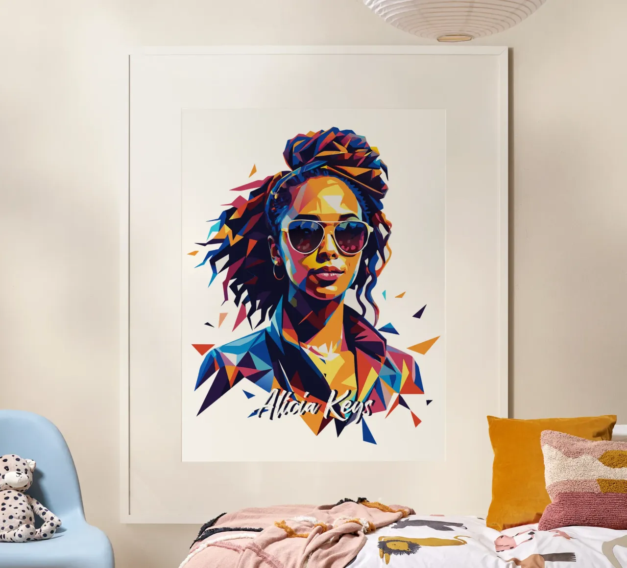 Alicia Keys Portrait in WPAP Pop Art carta hahnemühle da vectorartnesia