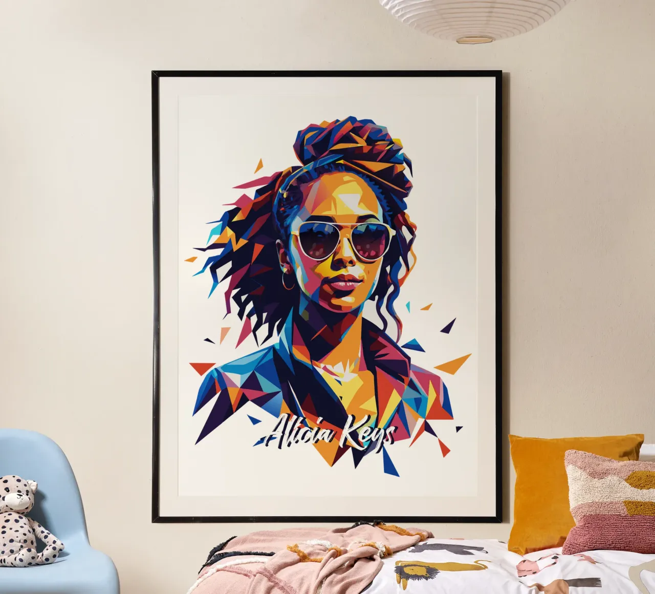 Alicia Keys Portrait in WPAP Pop Art carta hahnemühle da vectorartnesia