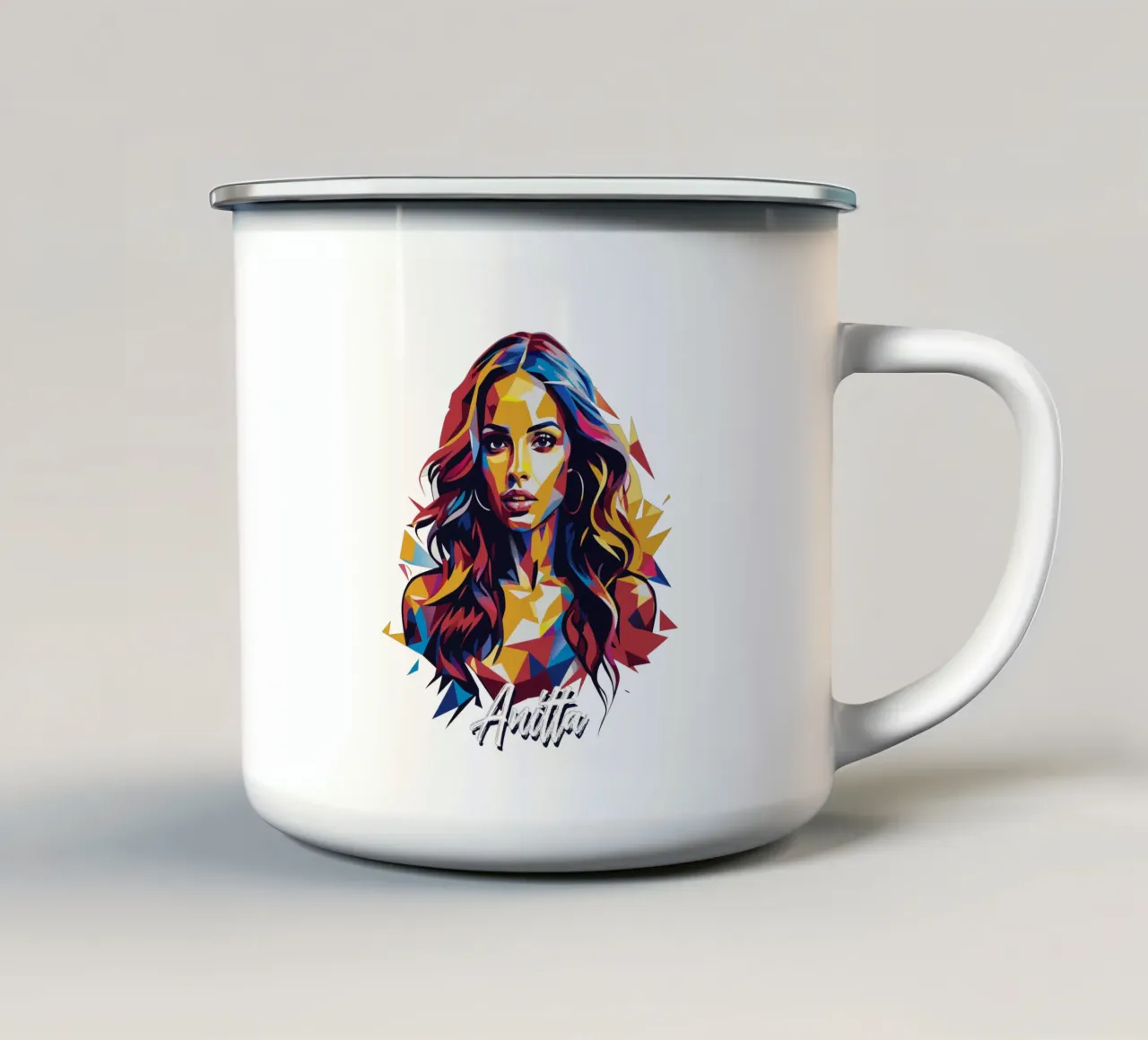 Anitta Portrait in WPAP Pop Art tazza in smalto da vectorartnesia