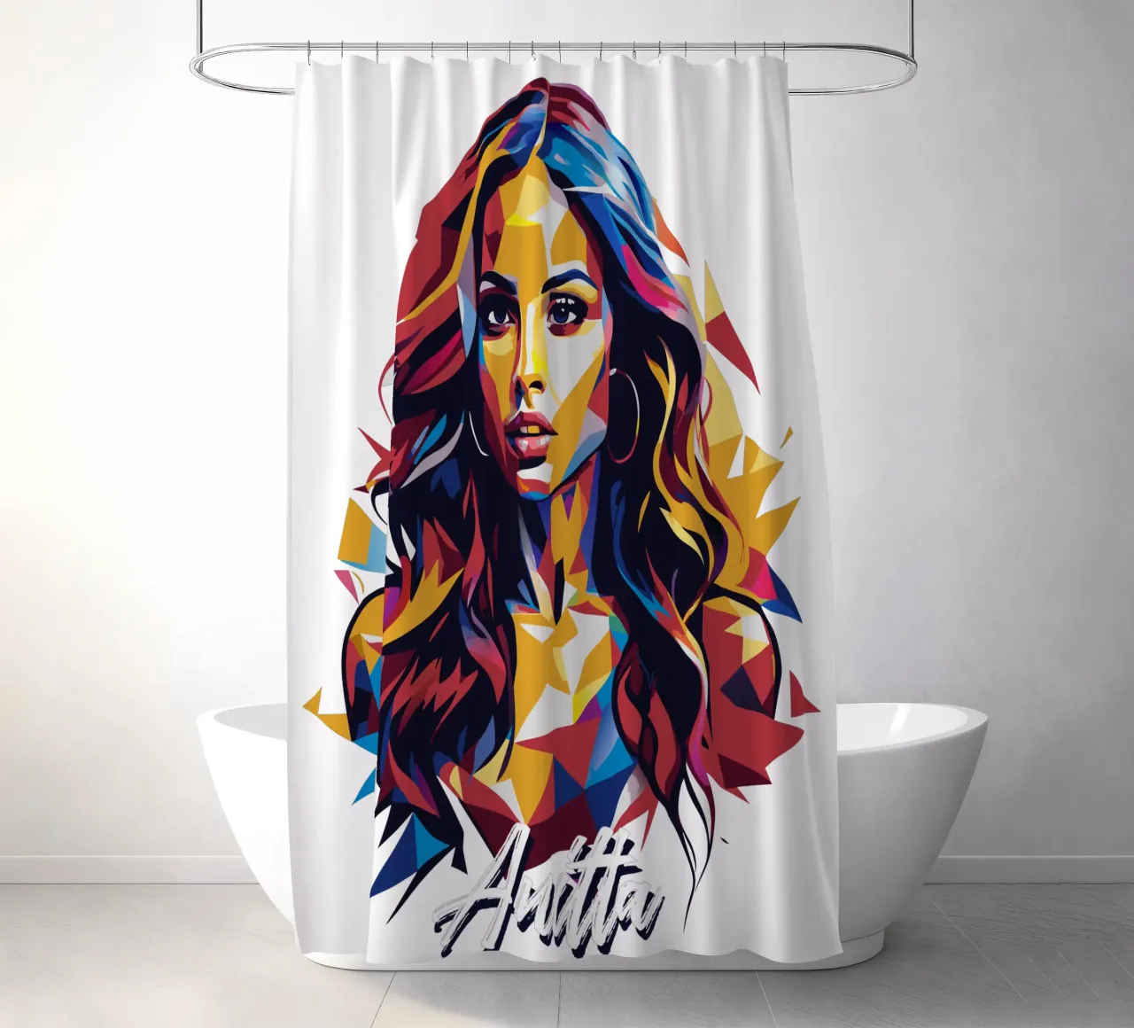 Anitta Portrait in WPAP Pop Art tenda da doccia da vectorartnesia