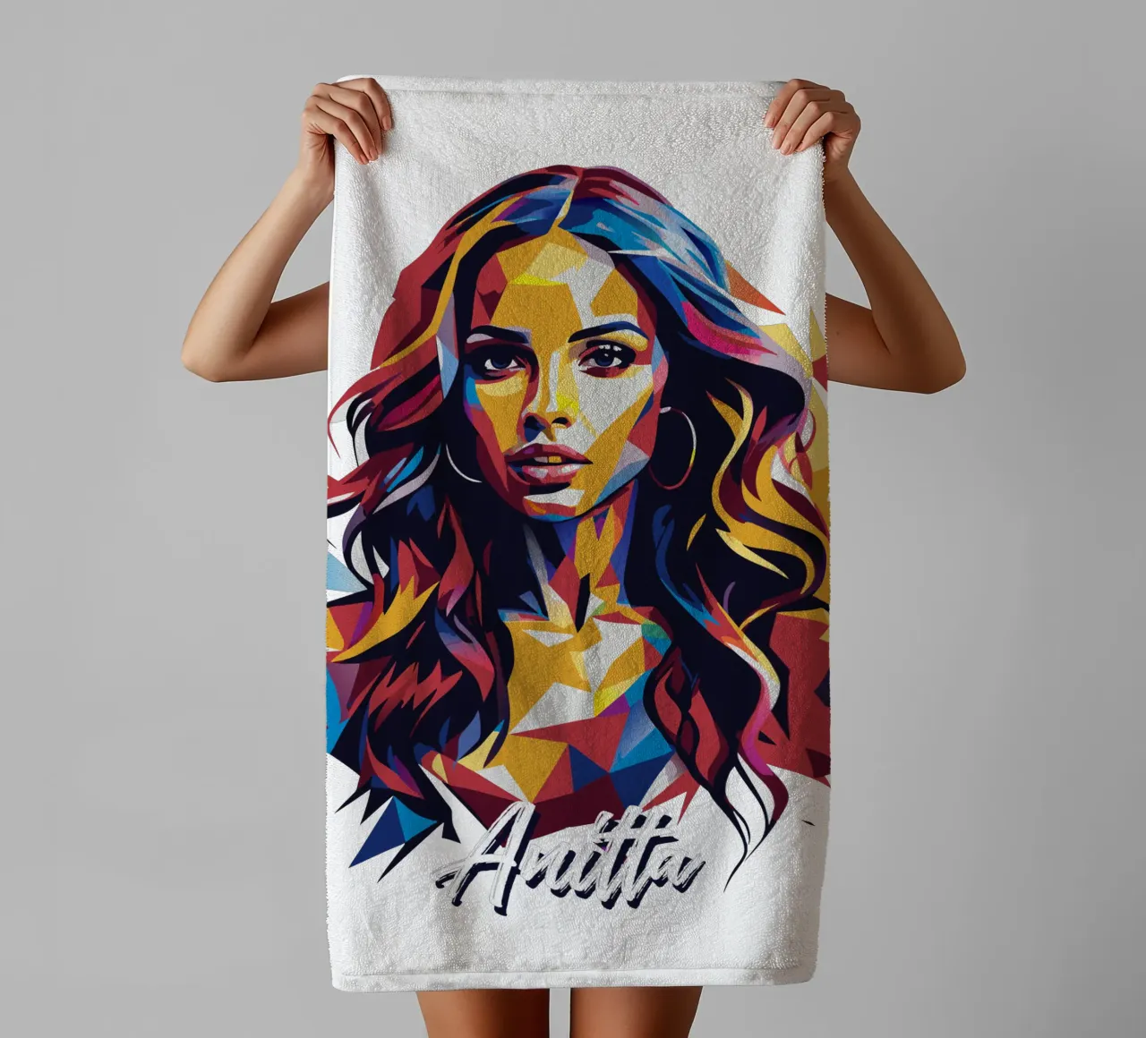 Anitta Portrait in WPAP Pop Art asciugamano da bagno da vectorartnesia