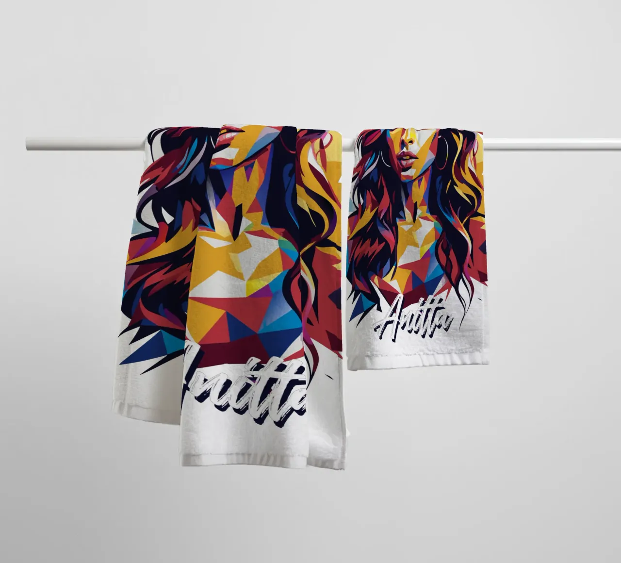 Anitta Portrait in WPAP Pop Art asciugamano da bagno da vectorartnesia